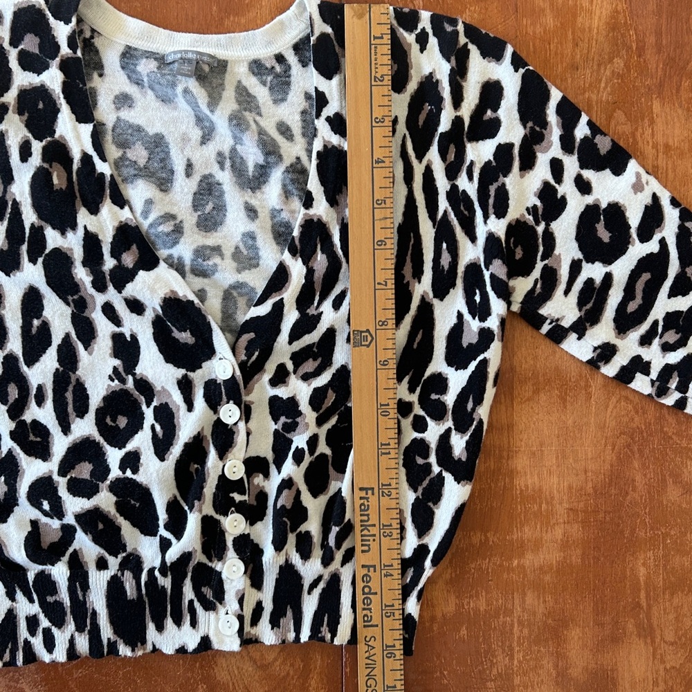 Charlotte Russe Leopard Print Cropped Cardigan Sweater Large - Picture 4 of 9